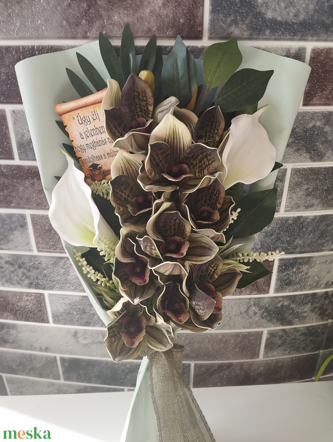 Polifoam orchideás ballagási csokor - otthon & életmód - virágdekoráció - virágok - virágcsokor - Meska.hu