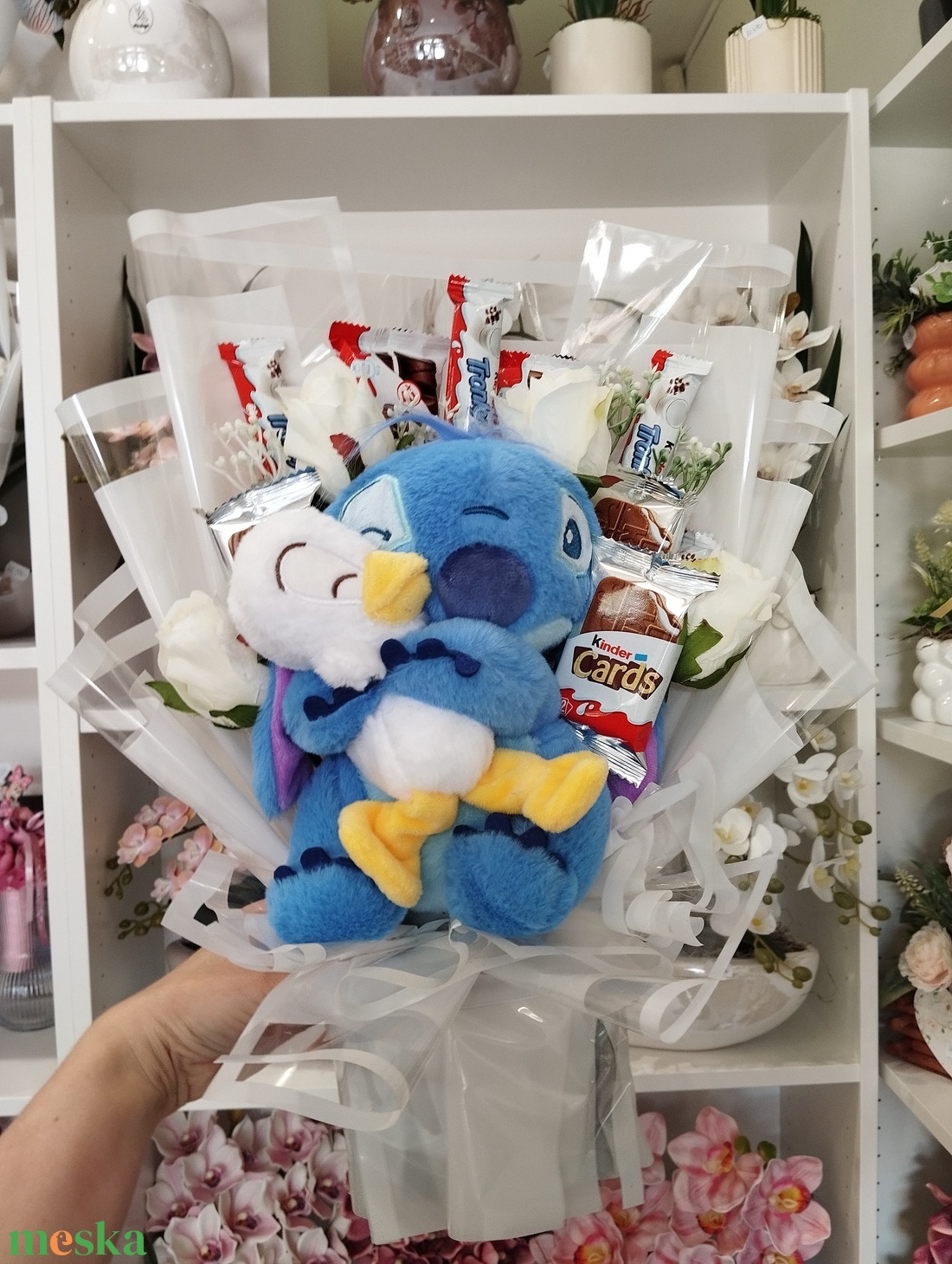 Nagy Stitch plüss Kinder csokor - otthon & életmód - virágdekoráció - virágok - virágcsokor - Meska.hu