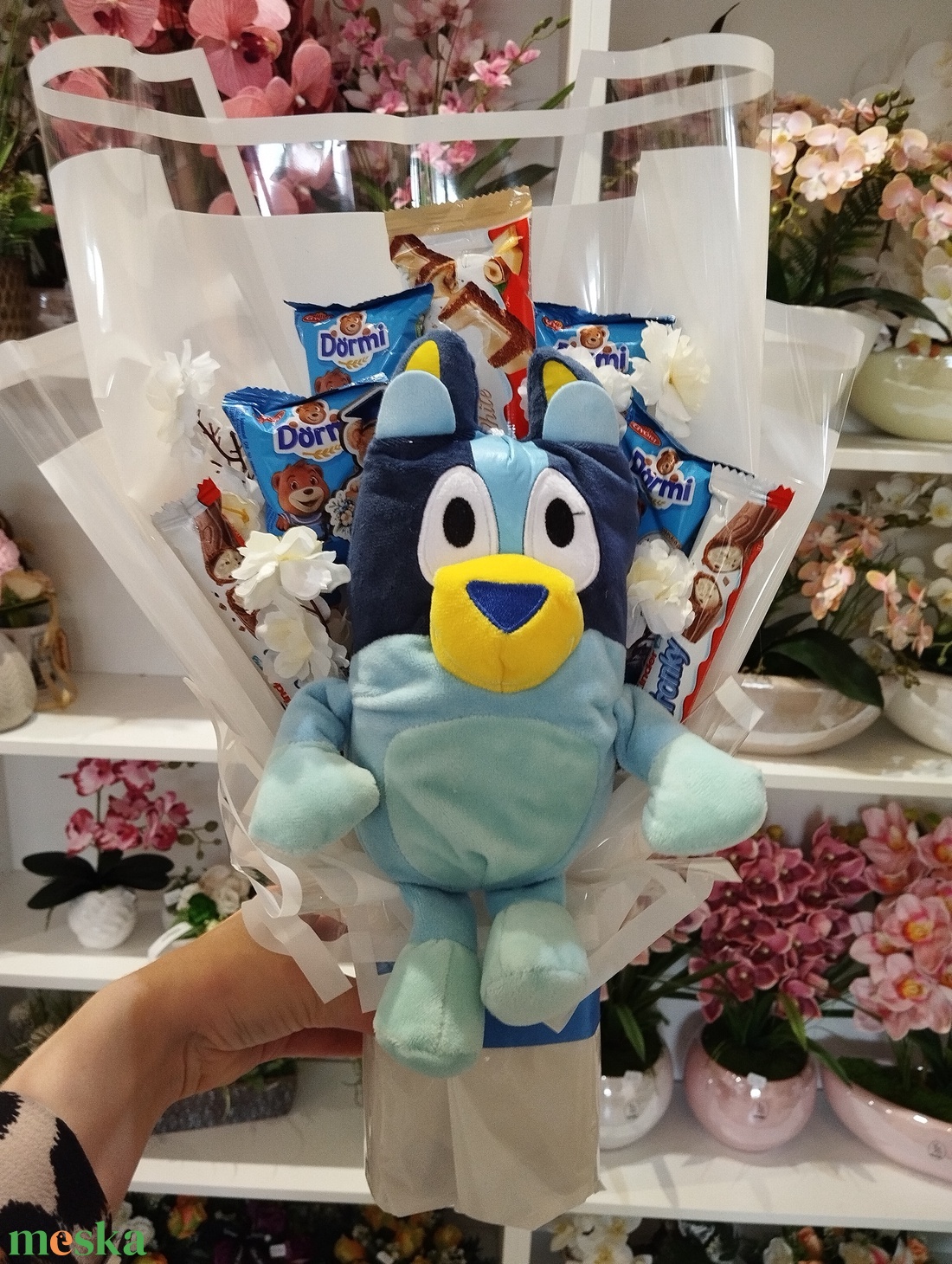 Bluey plüssös Dörmi, Kinder csokor - otthon & életmód - virágdekoráció - virágok - virágcsokor - Meska.hu