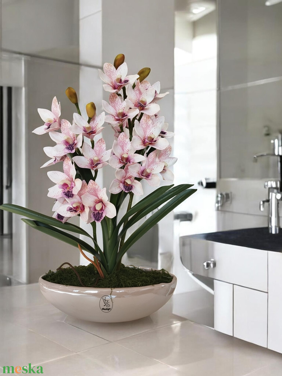 Vzs design csónak kaspós púder Cymbidium - otthon & életmód - dekoráció - asztal és polc dekoráció - asztaldísz - Meska.hu