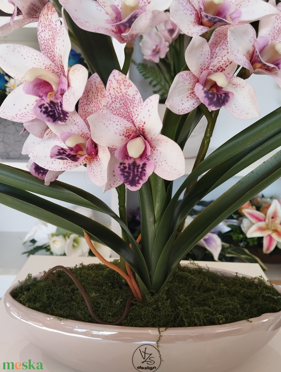 Vzs design csónak kaspós púder Cymbidium - otthon & életmód - dekoráció - asztal és polc dekoráció - asztaldísz - Meska.hu
