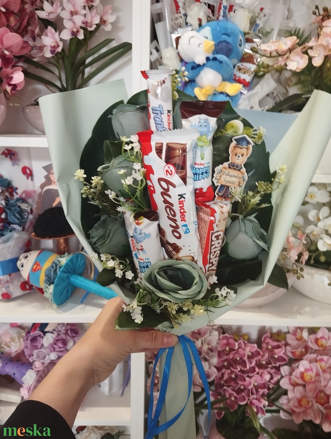 Macis táblás Kinder csokor - otthon & életmód - virágdekoráció - virágok - virágcsokor - Meska.hu