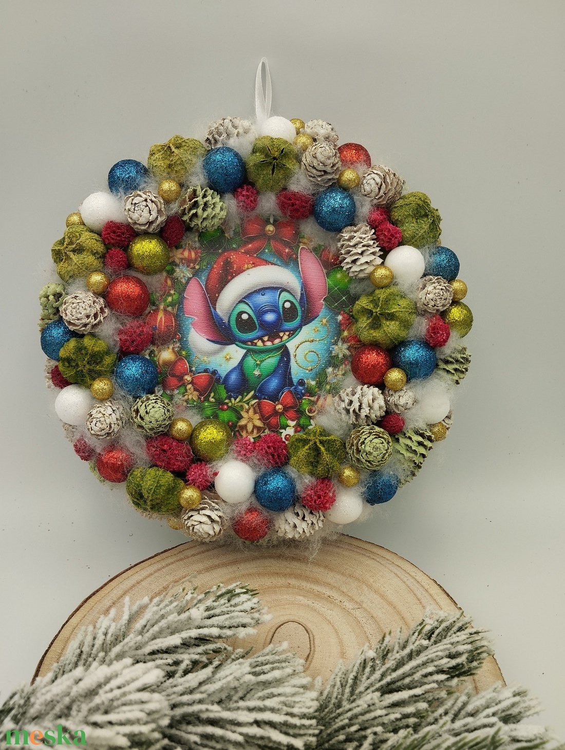 Stitch ajtódísz 21 cm  - karácsony - karácsonyi lakásdekoráció - karácsonyi ajtódíszek - Meska.hu