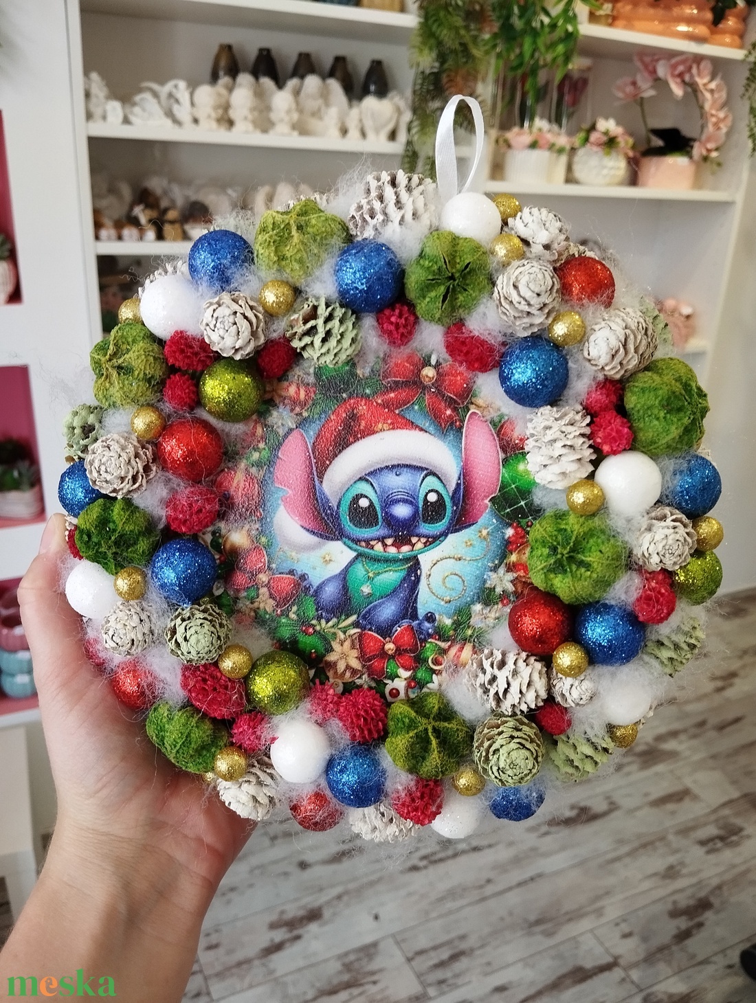 Stitch ajtódísz 21 cm  - karácsony - karácsonyi lakásdekoráció - karácsonyi ajtódíszek - Meska.hu