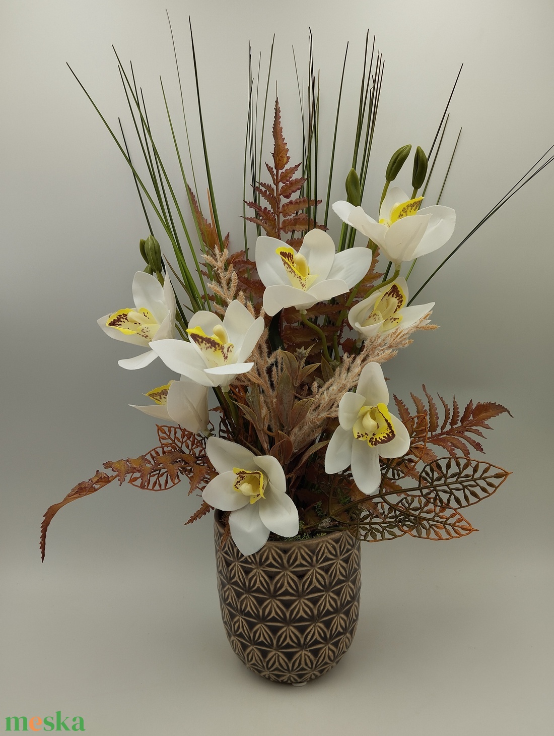 Orchideás őszi asztaldísz - otthon & életmód - dekoráció - asztal és polc dekoráció - asztaldísz - Meska.hu