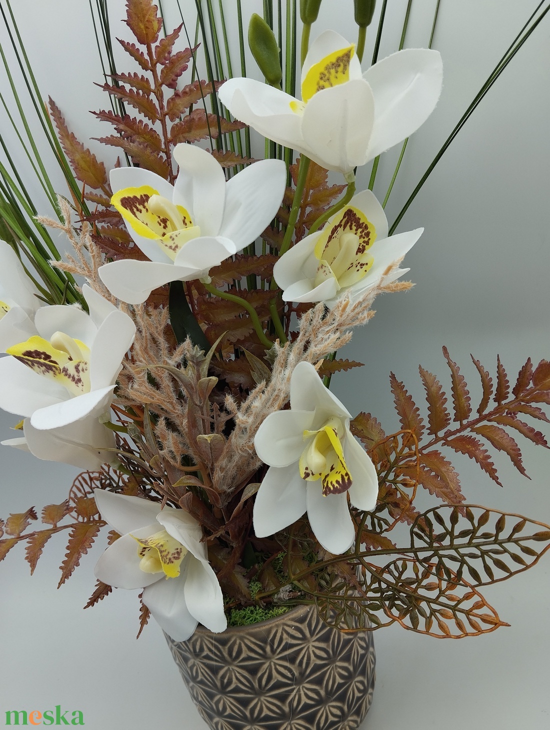 Orchideás őszi asztaldísz - otthon & életmód - dekoráció - asztal és polc dekoráció - asztaldísz - Meska.hu