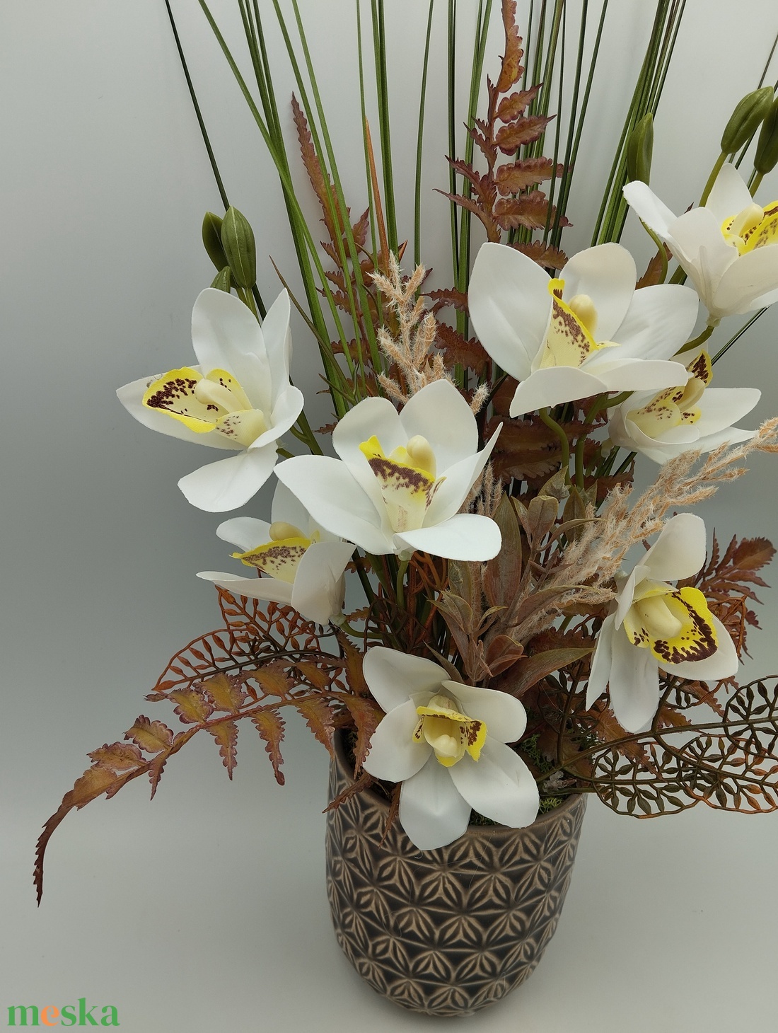 Orchideás őszi asztaldísz - otthon & életmód - dekoráció - asztal és polc dekoráció - asztaldísz - Meska.hu