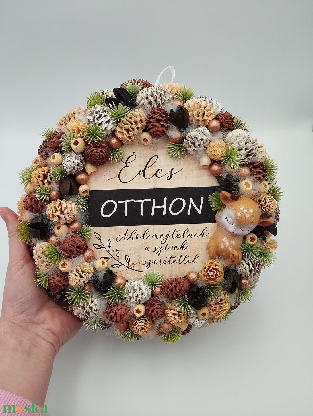 Alvó őzikés őszi/téli ajtódísz - otthon & életmód - dekoráció - ajtó- és ablak dekoráció - ajtódísz & kopogtató - Meska.hu