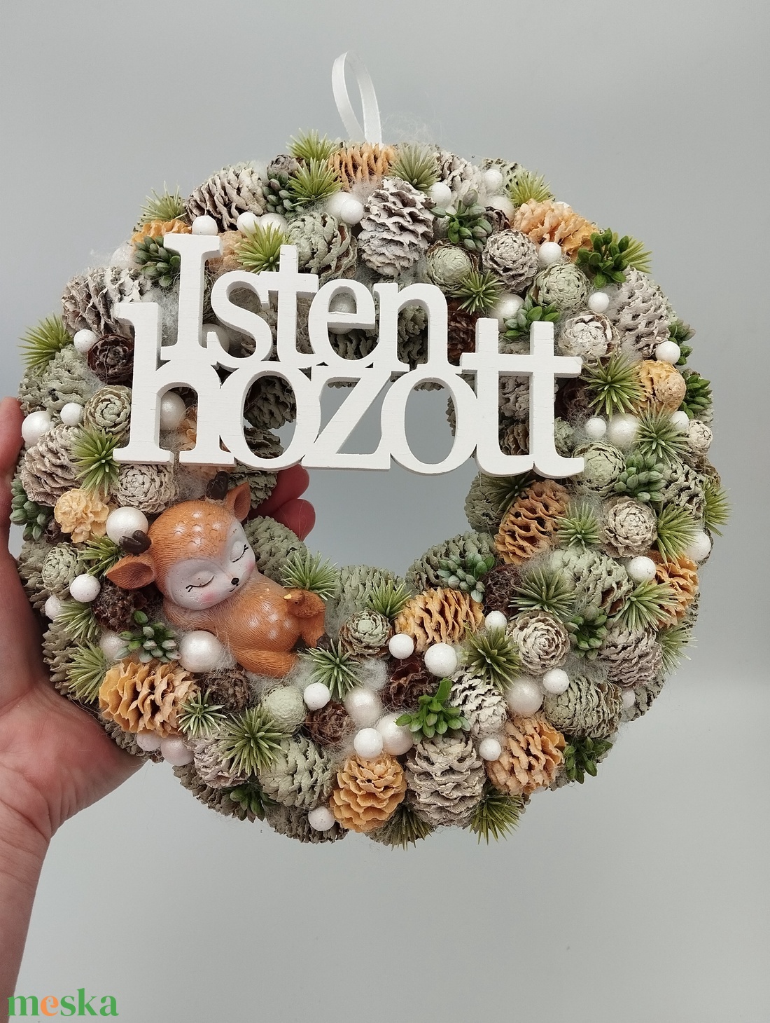 Isten Hozott őzikés őszi/téli ajtódísz - otthon & életmód - dekoráció - ajtó- és ablak dekoráció - ajtódísz & kopogtató - Meska.hu