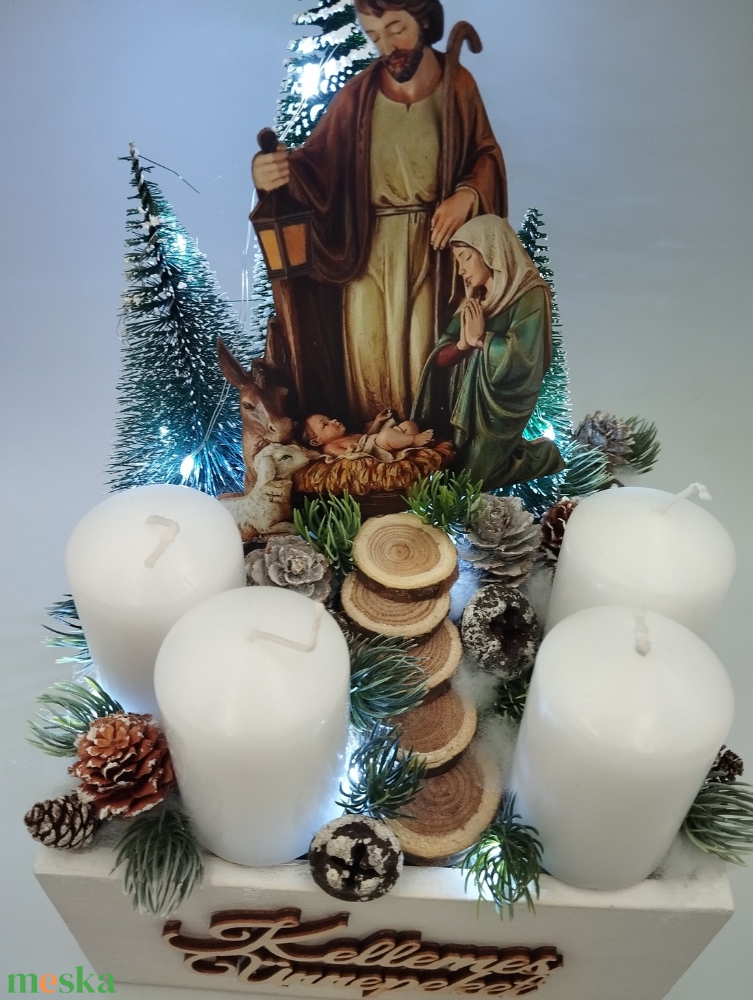 Betlehem adventi box, Led világítással - karácsony - adventi díszek - adventi gyertyadíszek és koszorúdíszek - Meska.hu