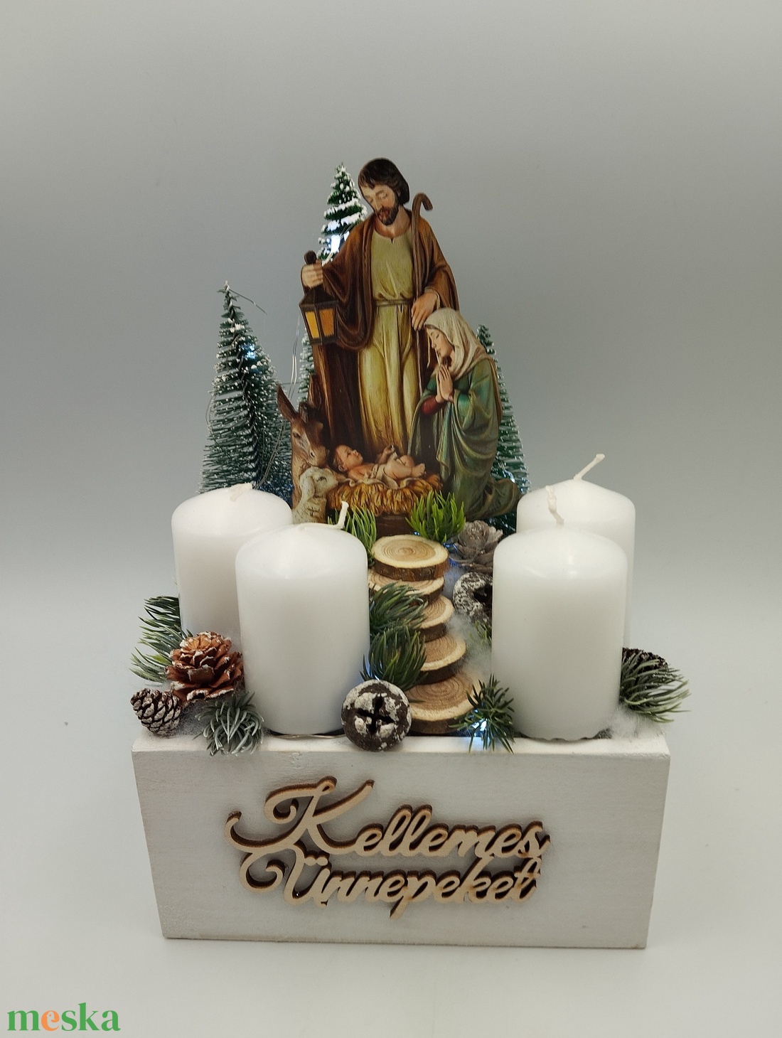 Betlehem adventi box, Led világítással - karácsony - adventi díszek - adventi gyertyadíszek és koszorúdíszek - Meska.hu