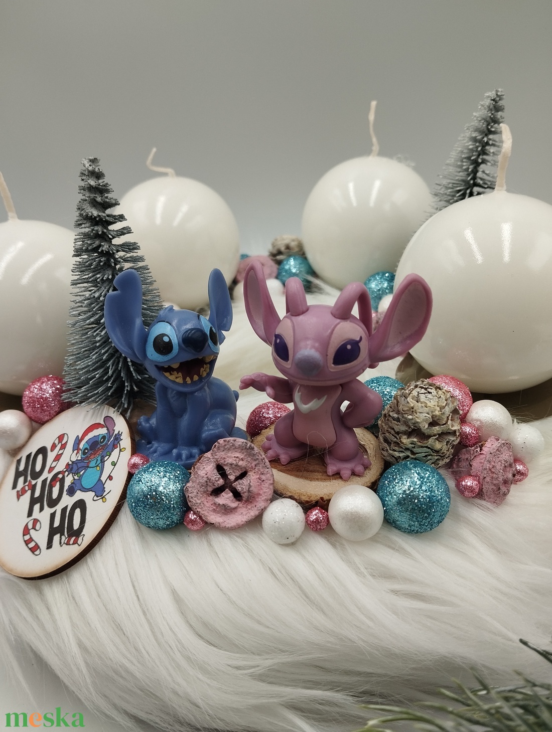 Stitch és Angel adventi koszorú - karácsony - adventi díszek - adventi koszorú - Meska.hu