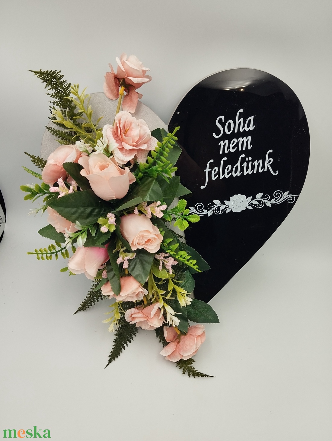 Prémium plexi szív sírdísz, rózsaszín - otthon & életmód - vallás - temetkezési tárgy - sírdísz, kegyeleti dísz - Meska.hu