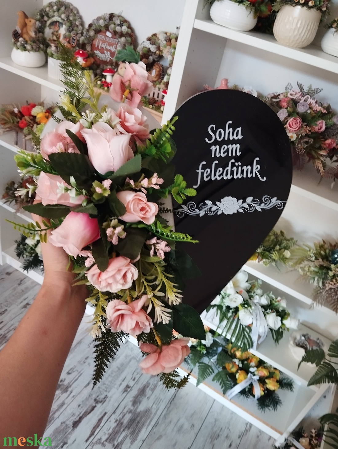 Prémium plexi szív sírdísz, rózsaszín - otthon & életmód - vallás - temetkezési tárgy - sírdísz, kegyeleti dísz - Meska.hu