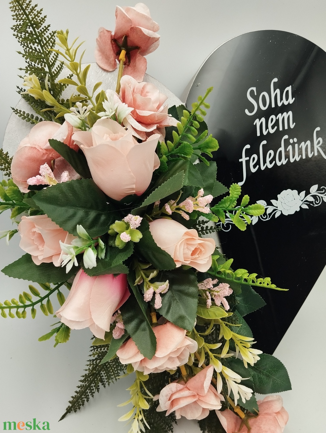 Prémium plexi szív sírdísz, rózsaszín - otthon & életmód - vallás - temetkezési tárgy - sírdísz, kegyeleti dísz - Meska.hu