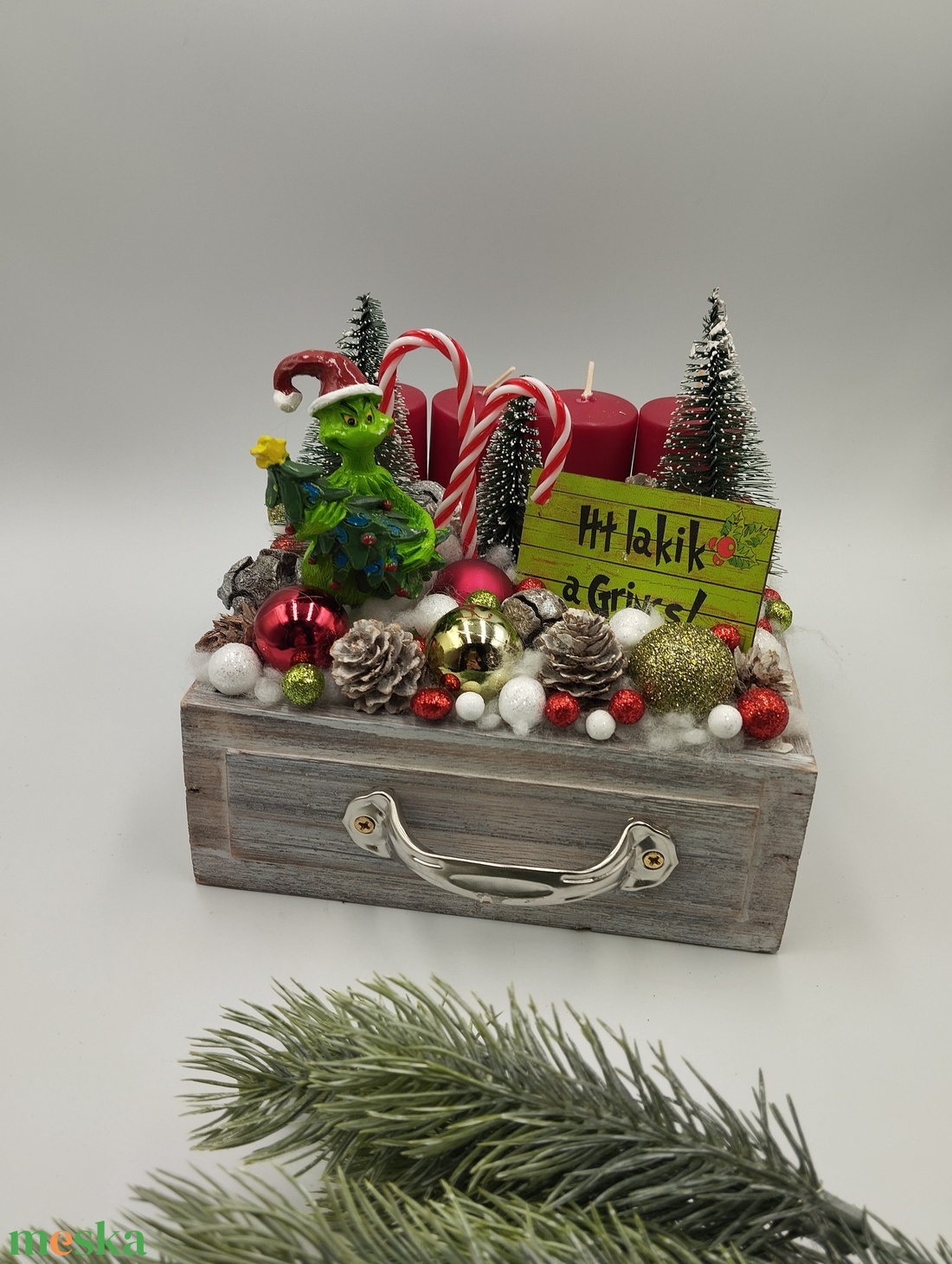 Grincs adventi fiók - karácsony - adventi díszek - adventi gyertyadíszek és koszorúdíszek - Meska.hu