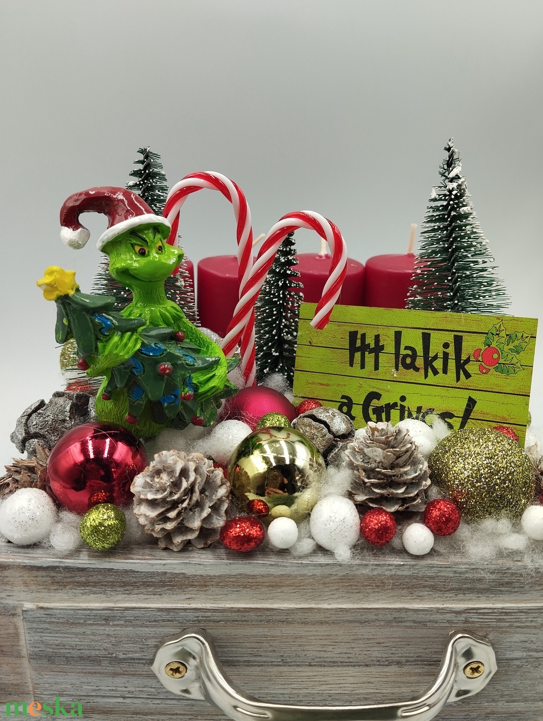 Grincs adventi fiók - karácsony - adventi díszek - adventi gyertyadíszek és koszorúdíszek - Meska.hu