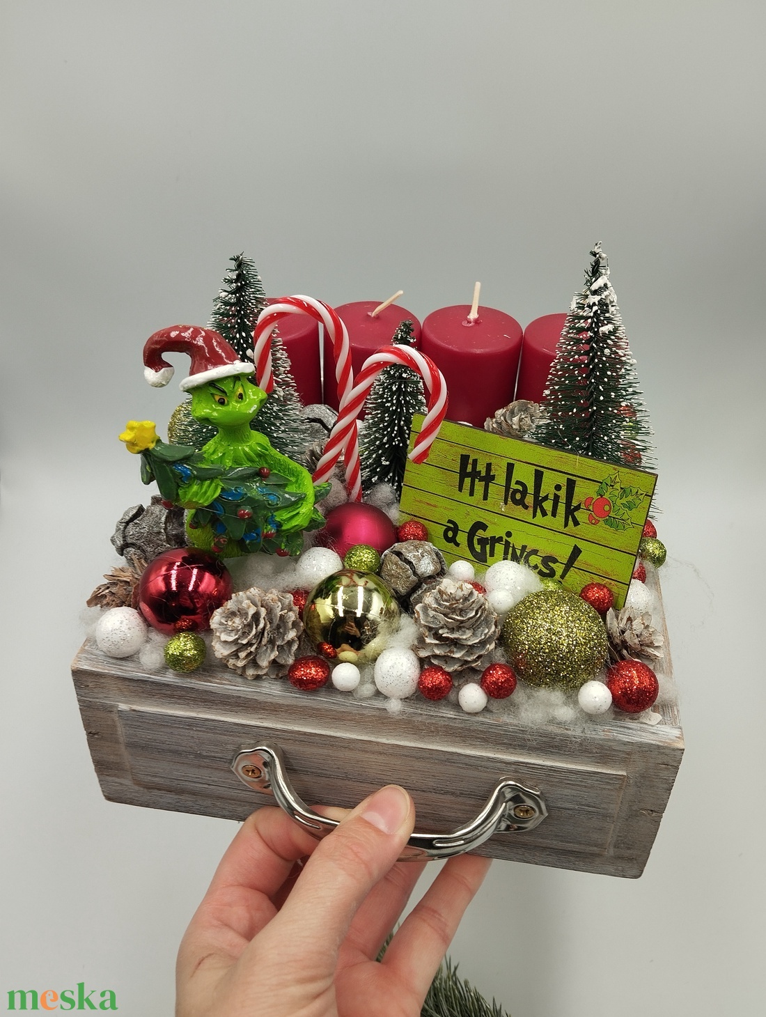 Grincs adventi fiók - karácsony - adventi díszek - adventi gyertyadíszek és koszorúdíszek - Meska.hu