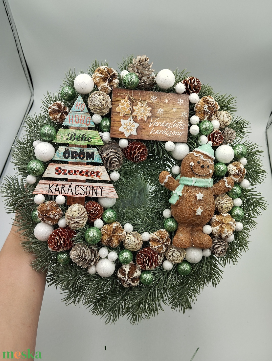 Menta Mézis 3d műfenyős ajtódísz - karácsony - karácsonyi lakásdekoráció - karácsonyi ajtódíszek - Meska.hu