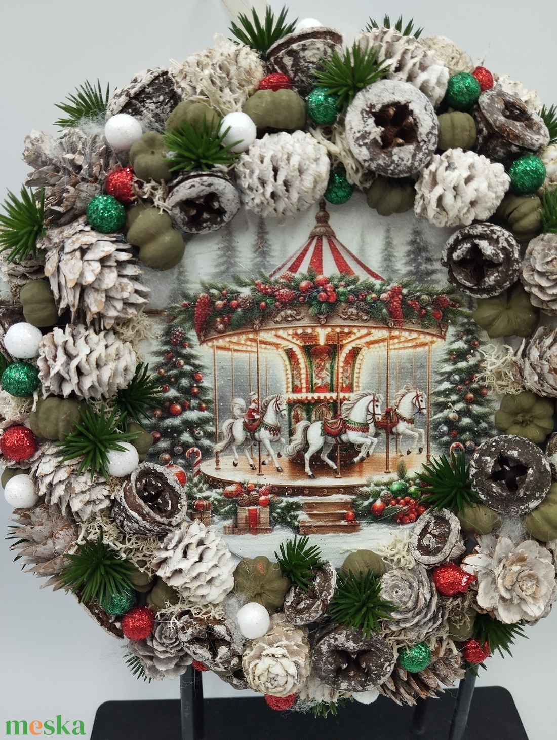 Körhintás karácsonyi ajtódísz - karácsony - karácsonyi lakásdekoráció - karácsonyi ajtódíszek - Meska.hu