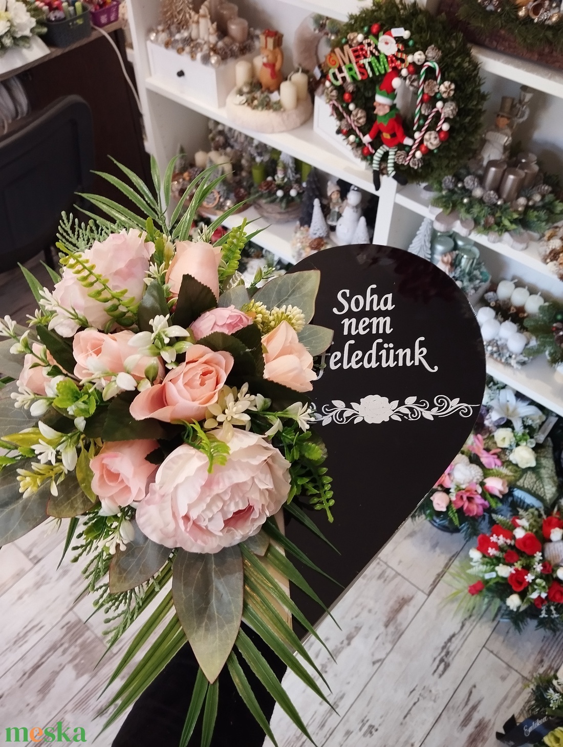 Prémium plexi feliratos szív sírdísz, rózsaszín - otthon & életmód - vallás - temetkezési tárgy - sírcsokor, virág dekoráció - Meska.hu