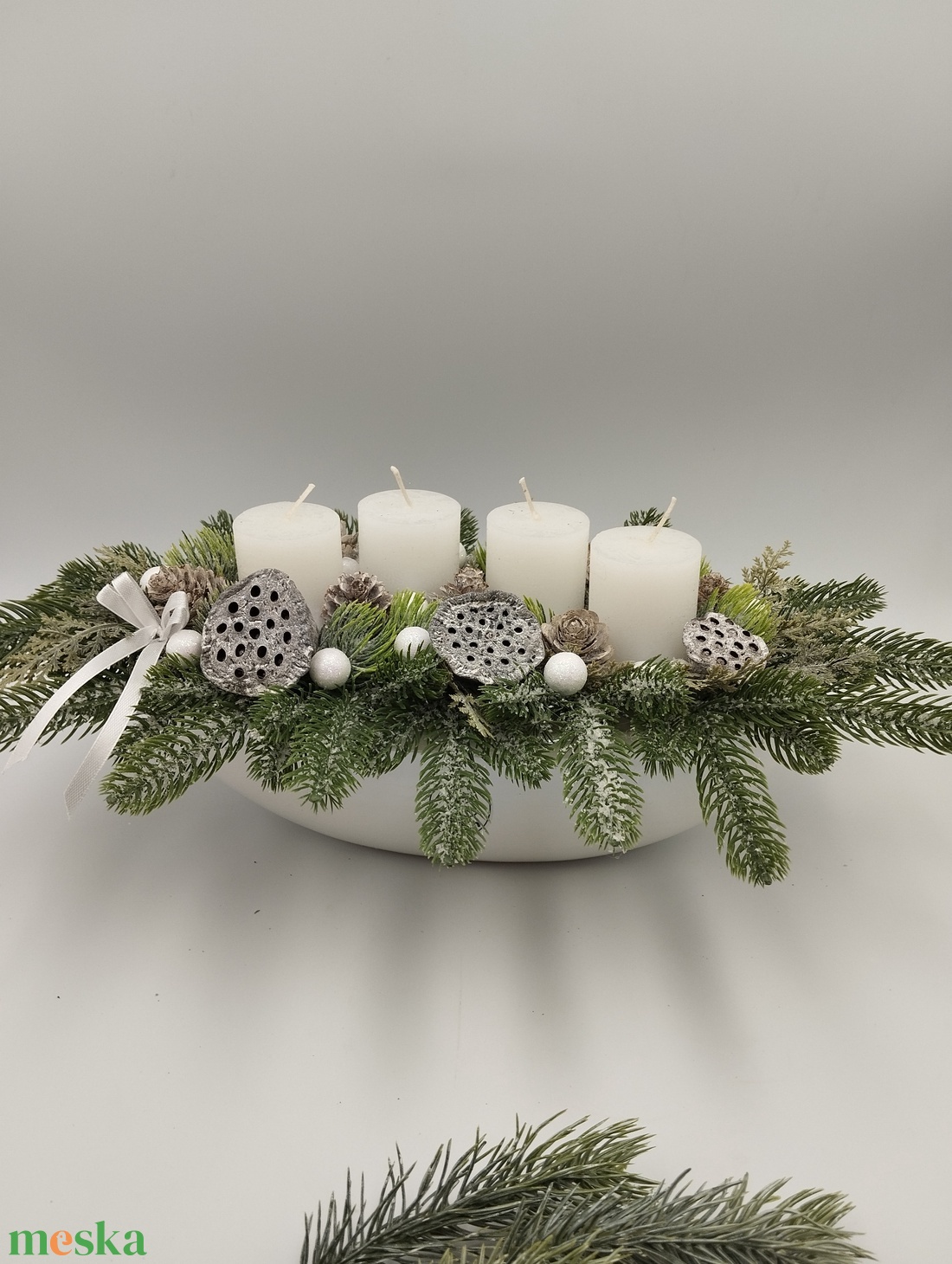 Vzs design fehér adventi csónak - karácsony - adventi díszek - adventi asztaldísz - Meska.hu