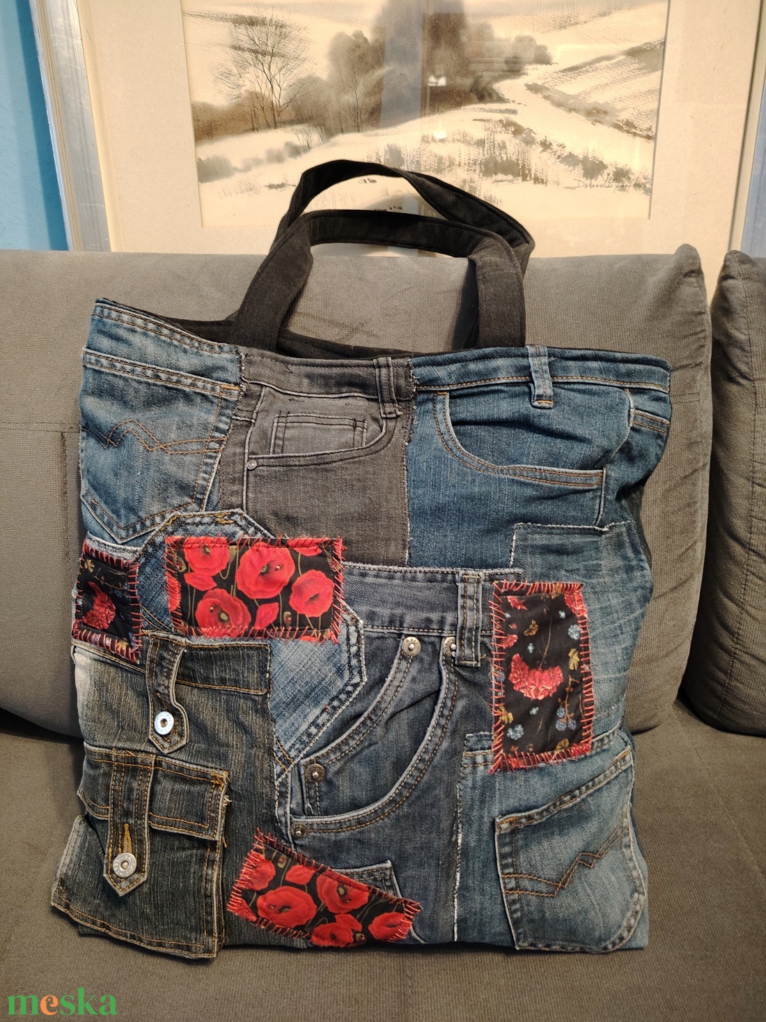 Pipacsos táska - táska & tok - bevásárlás & shopper táska - shopper, textiltáska, szatyor - Meska.hu