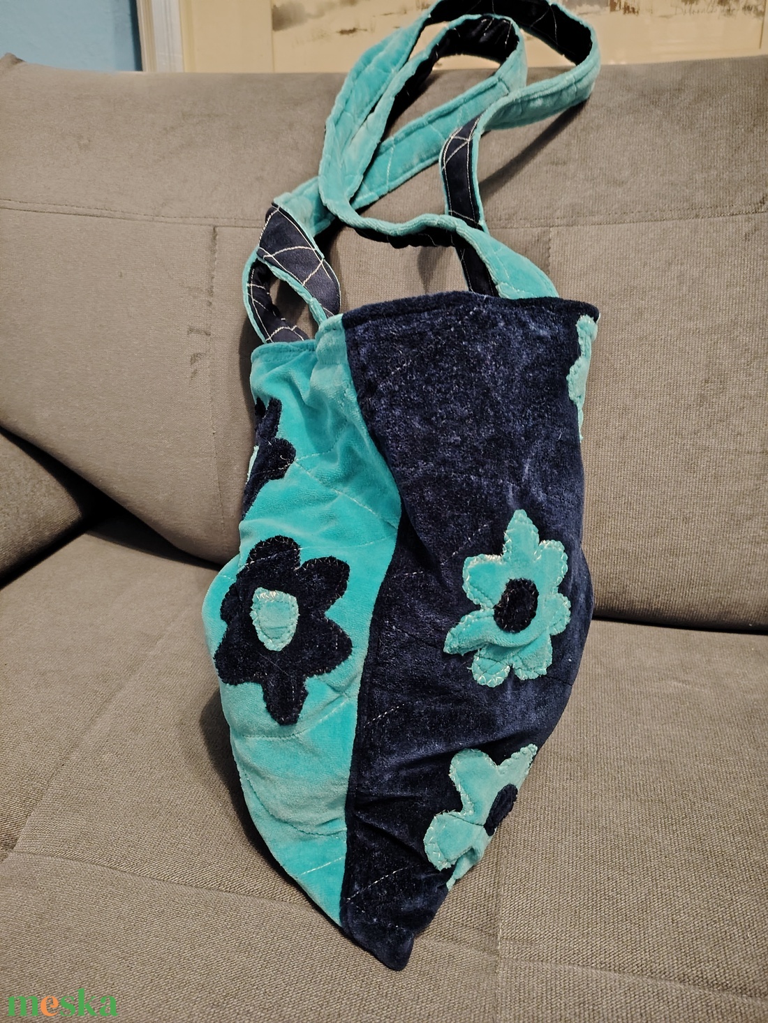 Virágos aranyos - táska & tok - bevásárlás & shopper táska - shopper, textiltáska, szatyor - Meska.hu