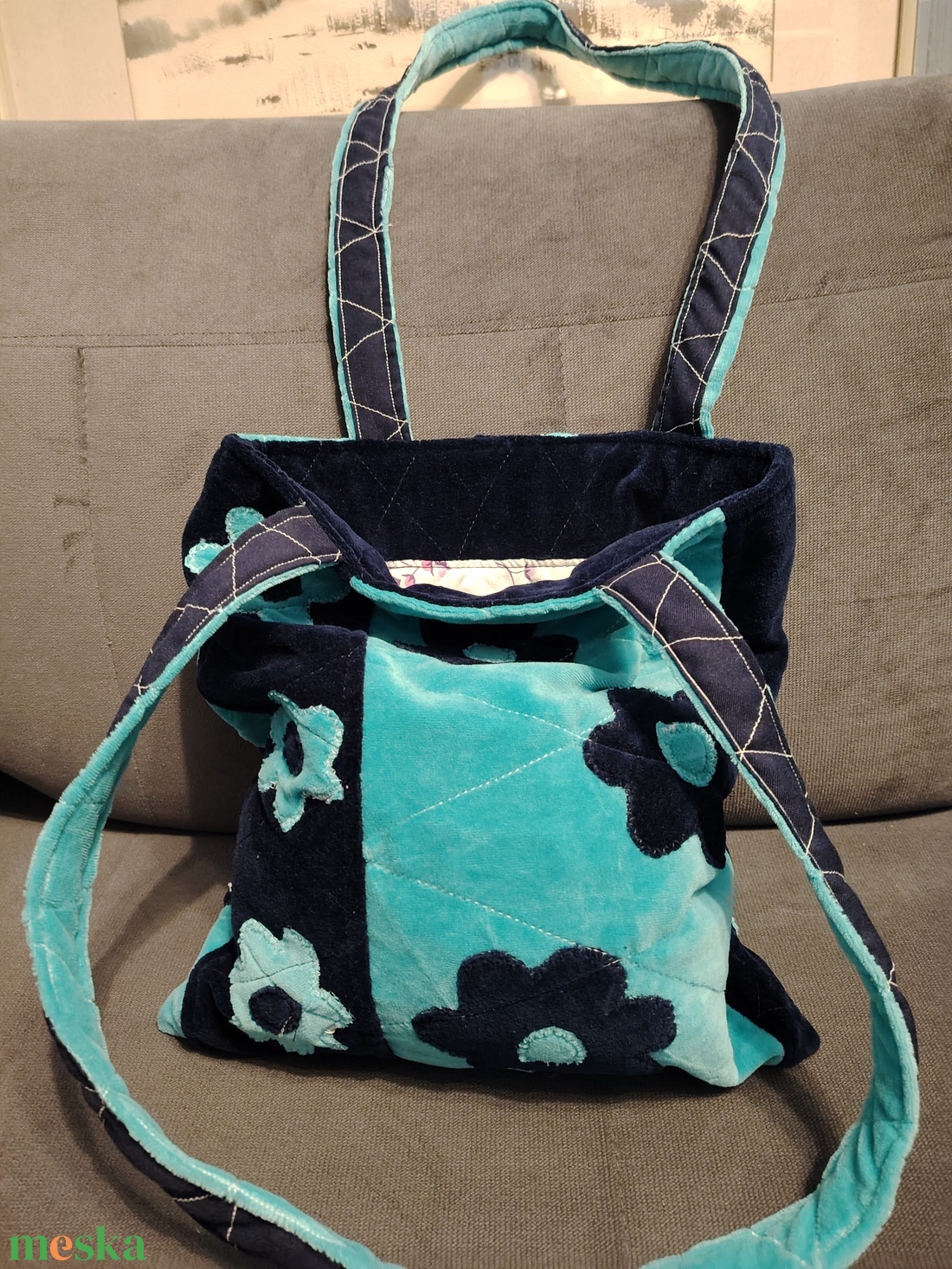 Virágos aranyos - táska & tok - bevásárlás & shopper táska - shopper, textiltáska, szatyor - Meska.hu