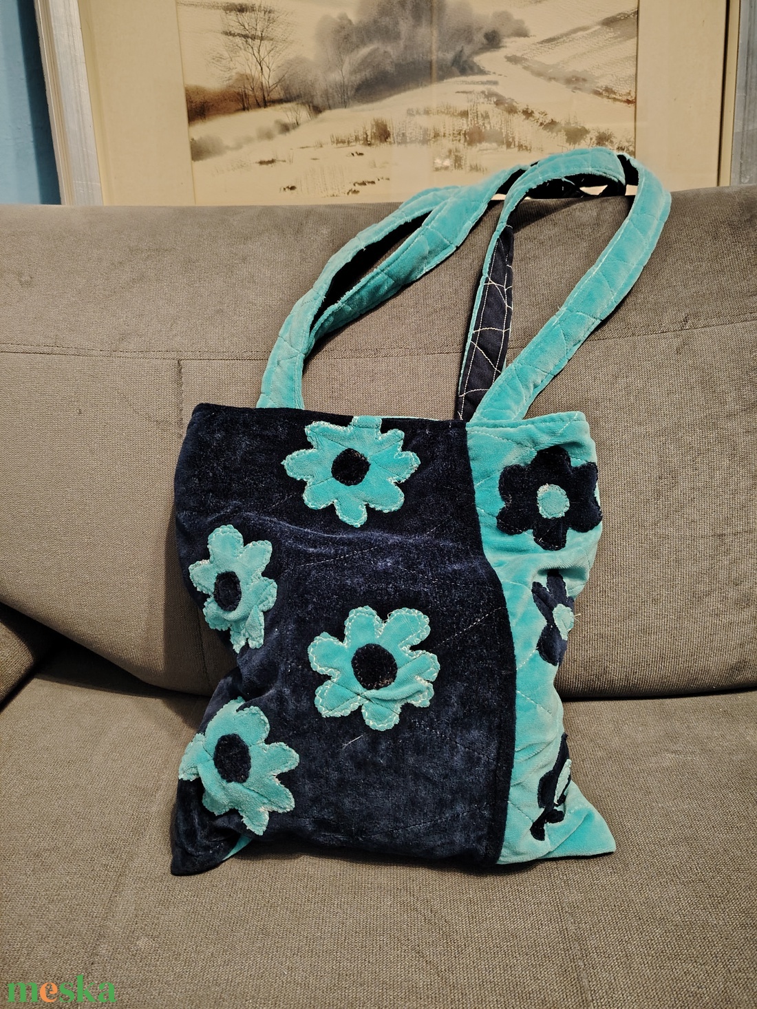 Virágos aranyos - táska & tok - bevásárlás & shopper táska - shopper, textiltáska, szatyor - Meska.hu