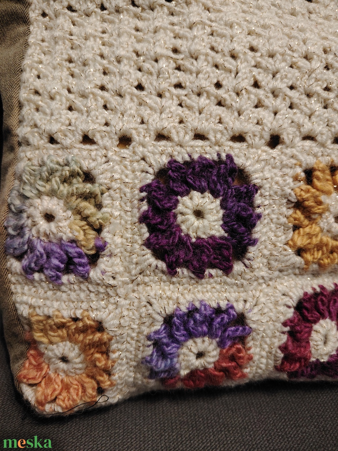 Horgolt válltáska színátmenetes virágokkal.  - táska & tok - kézitáska & válltáska - vállon átvethető táska - Meska.hu