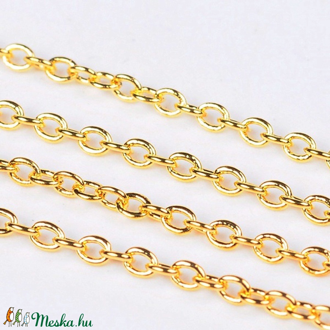 Arany színű lánc (43. minta - színtartó/1 m) - 2x1,5x0,5 mm - gyöngy, ékszerkellék - Meska.hu Arany színű lánc (43. minta - színtartó/1 m) - 2x1,5x0,5 mm - gyöngy, ékszerkellék - Meska.hu