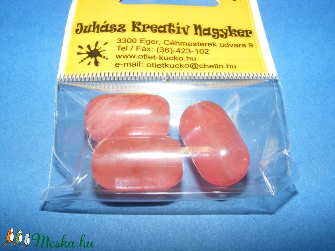 Ásványgyöngy-131 (20x11 mm/3 db) - átlátszó/korall henger - gyöngy, ékszerkellék - Meska.hu Ásványgyöngy-131 (20x11 mm/3 db) - átlátszó/korall henger - gyöngy, ékszerkellék - Meska.hu