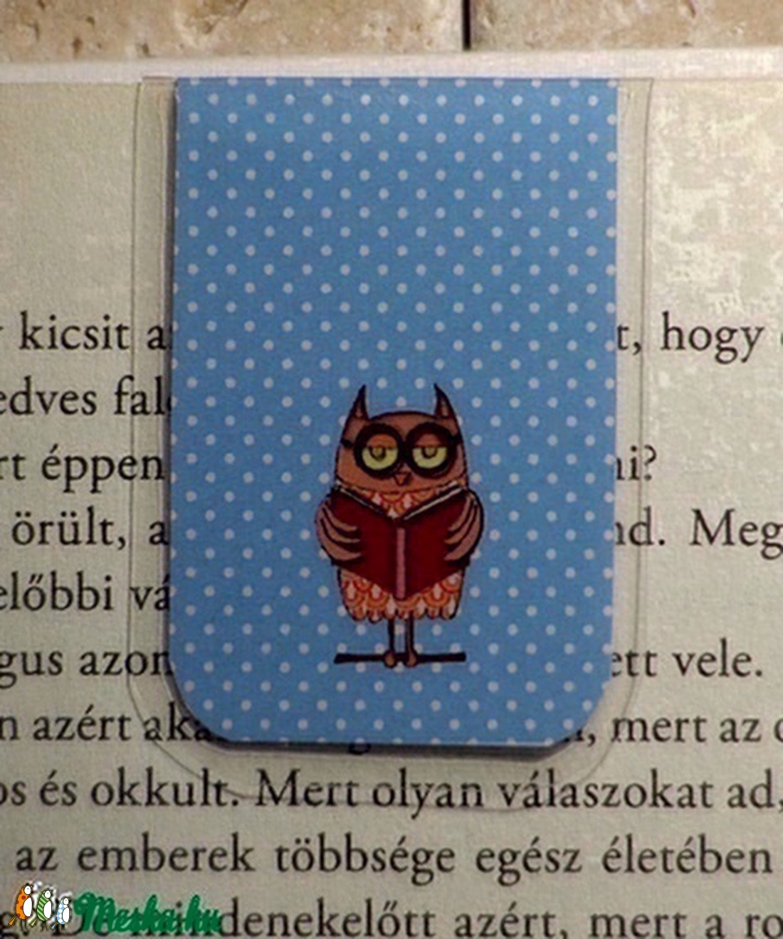 KÉK Bagoly mini MÁGNESES könyvjelző 1db -  - Meska.hu