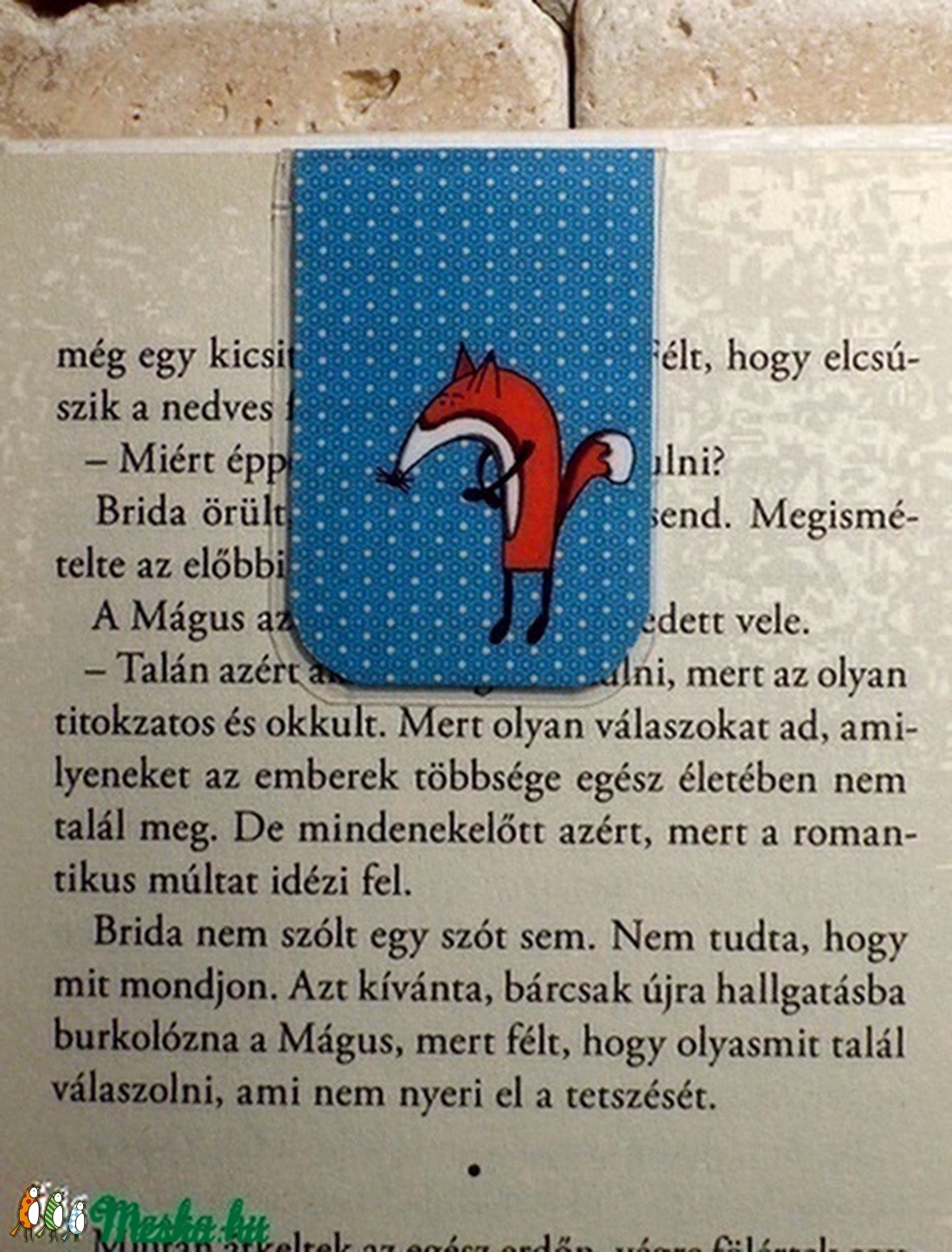 Róka mini MÁGNESES könyvjelző (türkiz) 1db -  - Meska.hu