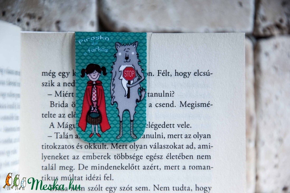 PIROSKA és a FARKAS mini MÁGNESES könyvjelző 1db -  - Meska.hu