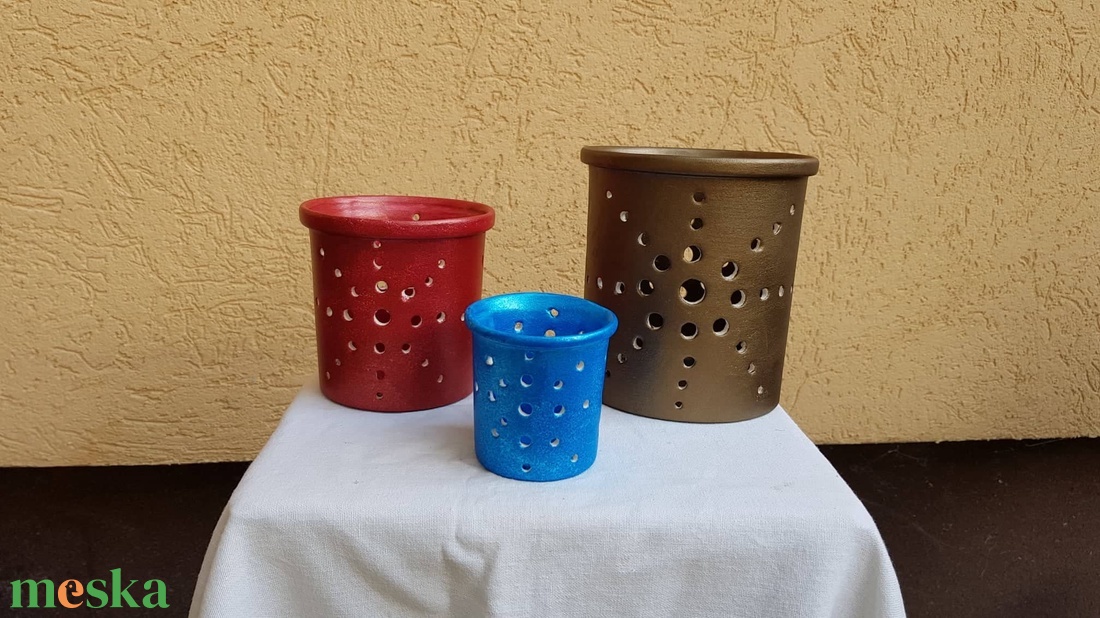 Karácsonyi mécsestartó szett - karácsony - adventi díszek - adventi asztaldísz - Meska.hu