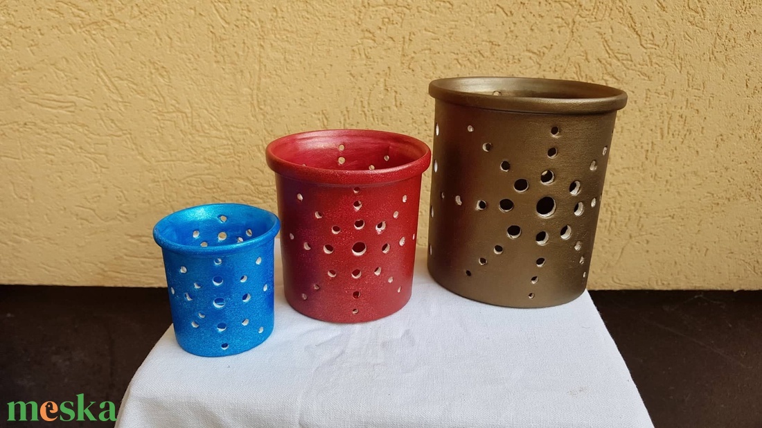 Karácsonyi mécsestartó szett - karácsony - adventi díszek - adventi asztaldísz - Meska.hu