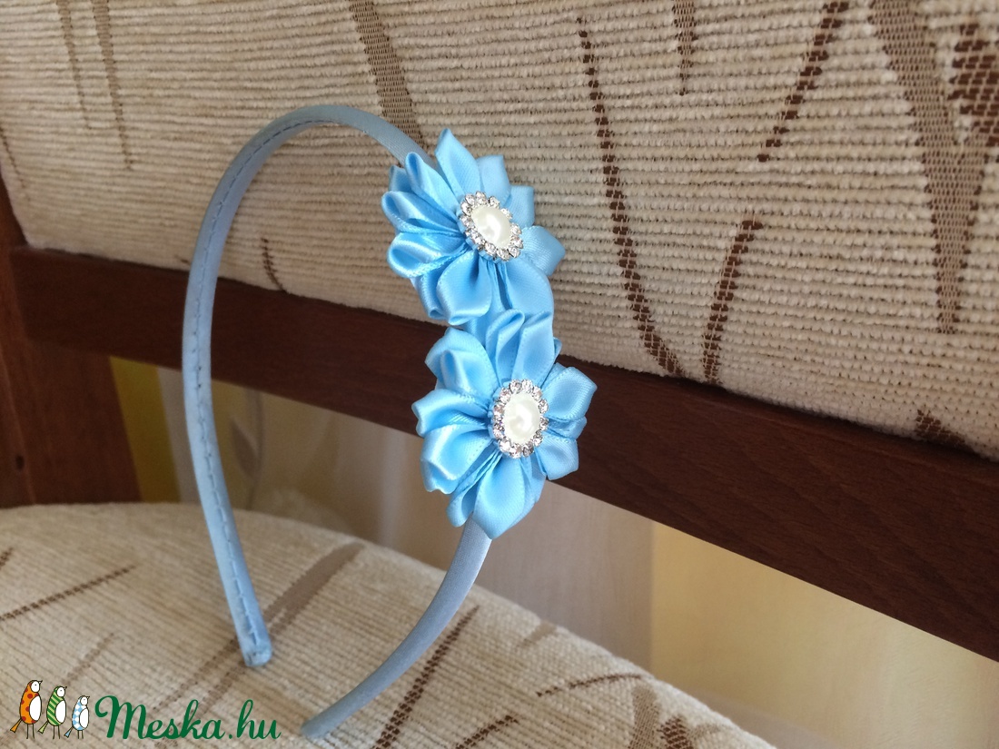 Kék virágos hajpánt -  - Meska.hu