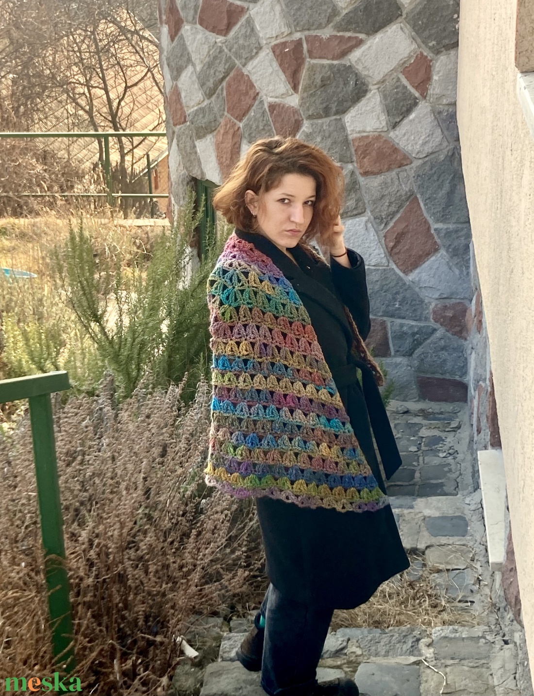 A kertész lánya horgolt vállkendő - ruha & divat - sál, sapka, kendő - kendő - Meska.hu