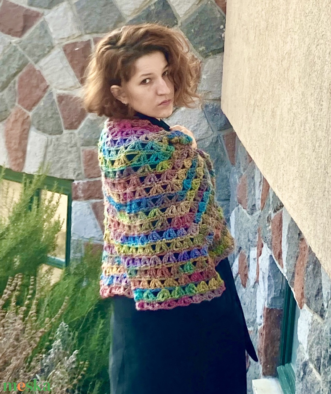 A kertész lánya horgolt vállkendő - ruha & divat - sál, sapka, kendő - kendő - Meska.hu