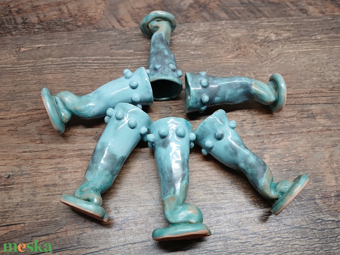 Egyedi, effekt mázas türkiz pálinkás, likőrös poharak 6db- os szett - otthon & életmód - konyhafelszerelés, tálalás - tálalás - pálinkás poharak, szettek - Meska.hu