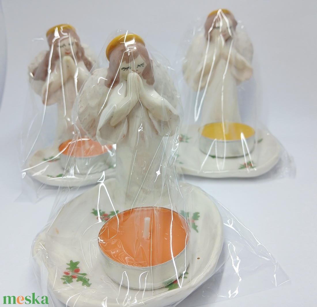 Mécses kerámia angyalka - művészet - szobor - kerámia - Meska.hu