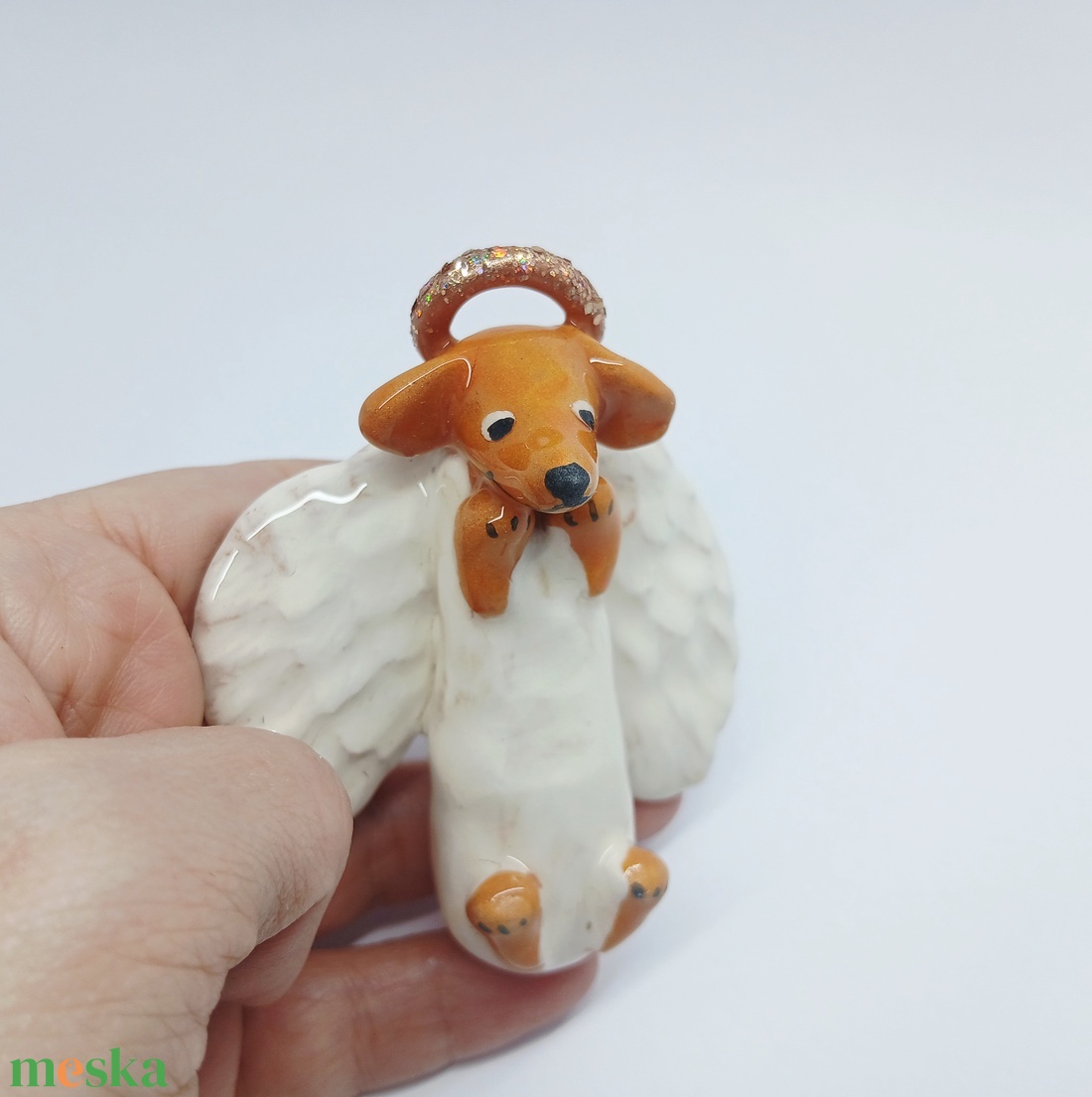 Tacsis kerámia angyalka - művészet - szobor - kerámia - Meska.hu