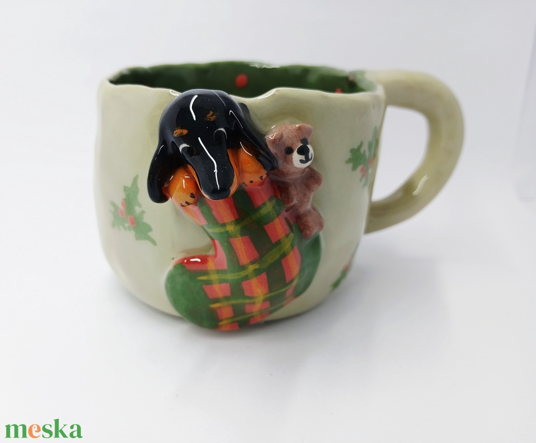 Mázas kerámia tacsis bögre - művészet - szobor - kerámia - Meska.hu