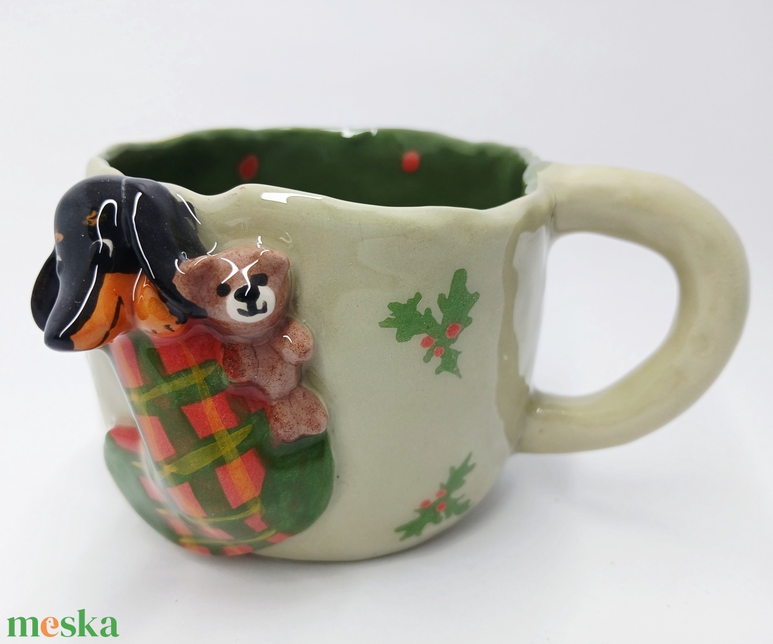 Mázas kerámia tacsis bögre - művészet - szobor - kerámia - Meska.hu