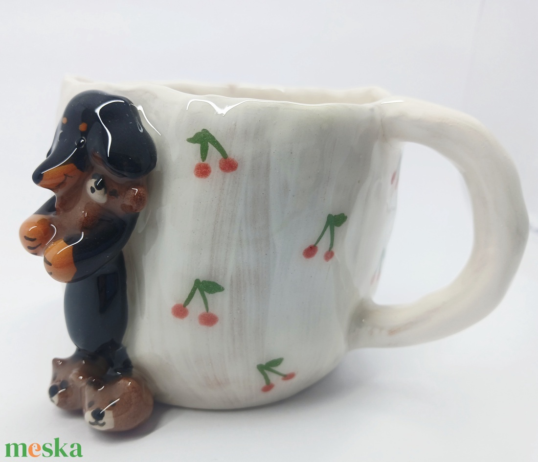 Mázas kerámia tacsis bögre - művészet - szobor - kerámia - Meska.hu