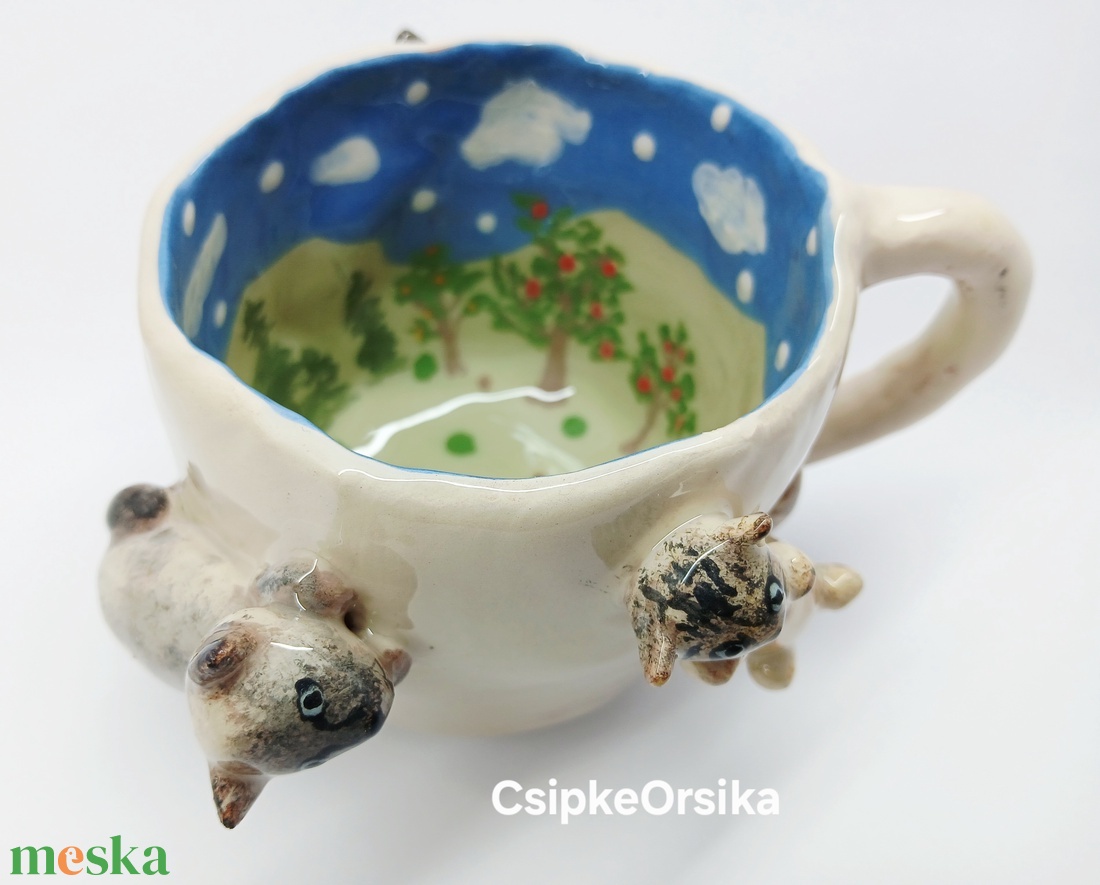 Mázas kerámia  bögre - művészet - szobor - kerámia - Meska.hu