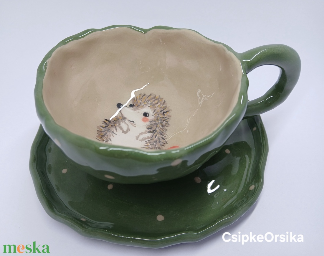 Mázas kerámia  bögre és tányér - művészet - szobor - kerámia - Meska.hu