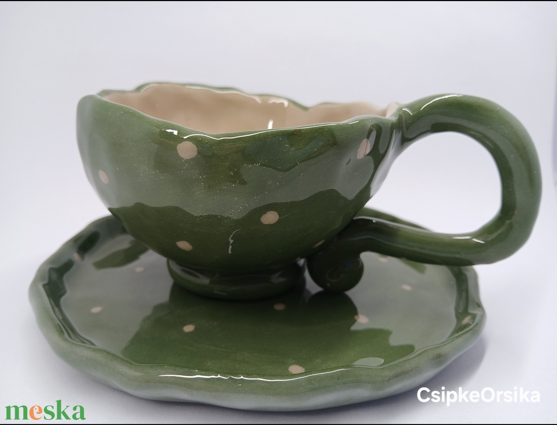 Mázas kerámia  bögre és tányér - művészet - szobor - kerámia - Meska.hu